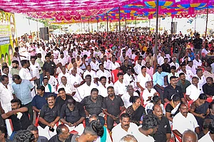 | Photo: PTI : AIADMK protest in Madurai, representational image |
